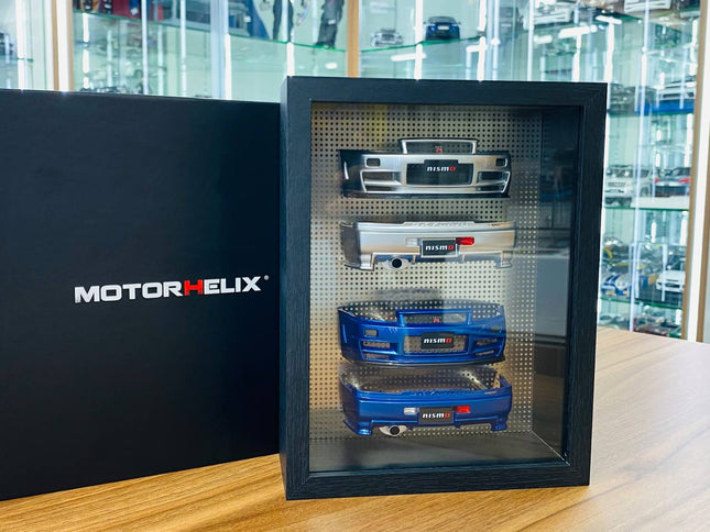 Motor Helix 1/18 Skyline R34 Bumper Photo Frame Display Z-tune Silver - detailed collector display model