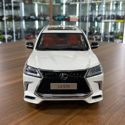 LCD Model Lexus LX570 White Full Opening 1:18 Diecast Model Car - studio product photo of the scale model
