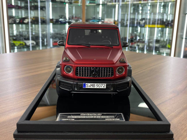 MotorHelix Mercedes-Benz AMG G63 2019 1:18 Matt Red Resin Model Limited 69 Pcs - studio product photo of the scale model