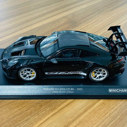 Minichamps Porsche 911 992 GT3 RS 2023 1:18 Diecast Model Black - detailed die-cast style model