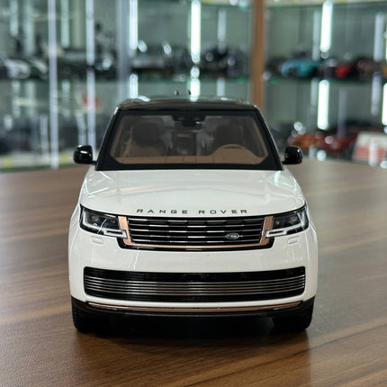 LCD Model Range Rover SV 2022 White/Black Roof 1:18 Diecast Model Car - studio product photo of the scale model