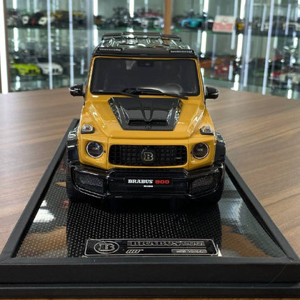 MotorHelix Mercedes-Benz G63 BRABUS 800 1:18 Resin Model Yellow Limited 99 Pcs - studio product photo of the scale model