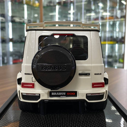 Pearl white Mercedes-Benz G63 Brabus 800 1:18 scale resin SUV model, MotorHelix display piece for collectors