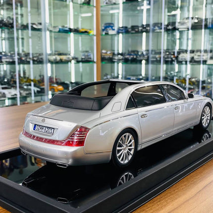 Sterling silver Mercedes-Benz Maybach 62S Landaulet 1:18 scale resin model luxury car, premium collectible studio photo