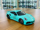 Minichamps Porsche 911 Turbo S Coupe Sport Design 2021 1/18 Diecast Green - detailed collector display model