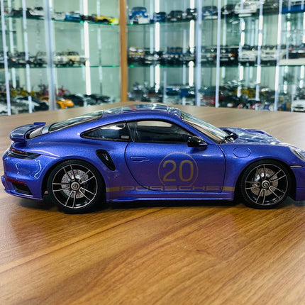 Minichamps 1/18 Porsche 911 Turbo S Sport Design 2021 Purple Diecast Model - collectible scale model car