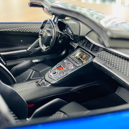 MR Collection Lamborghini Aventador Ultimae Roadster 1/18 Blue Resin Model - showroom-quality model replica