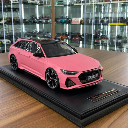 Motorhelix 1:18 Audi RS6 Avant Pearl Pink Semi Gloss Resin Model - detailed collector display model