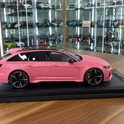 Motorhelix 1:18 Audi RS6 Avant Pearl Pink Semi Gloss Resin Model - collectible scale model car
