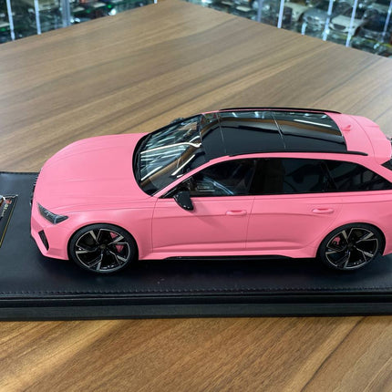 Motorhelix 1:18 Audi RS6 Avant Pearl Pink Semi Gloss Resin Model - detailed die-cast style model