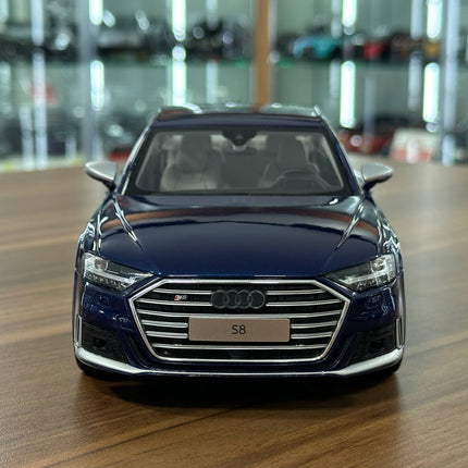 GT Spirit 1:18 Resin Audi S8 2020 Navarra Blue Limited Edition - studio product photo of the scale model