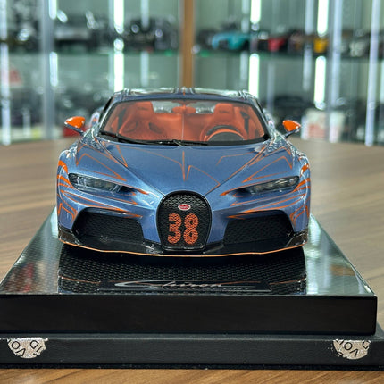MR Collection Bugatti Chiron Super Sport 1:18 Resin Model Car Zebra Paint - studio product photo of the scale model