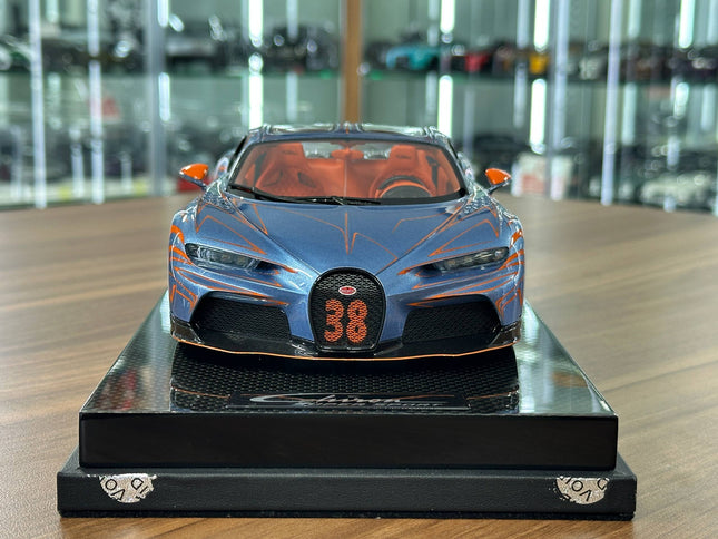 MR Collection Bugatti Chiron Super Sport 1:18 Resin Model Car Zebra Paint - studio product photo of the scale model