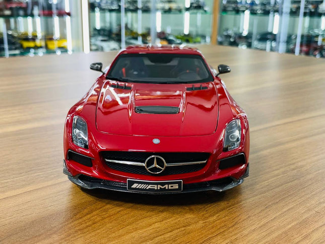 Minichamps Exclusive Mercedes-Benz SLS AMG Black Series 2013 1/18 Diecast Red - studio product photo of the scale model