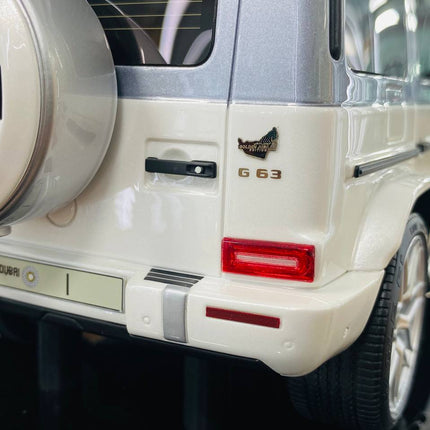 Motor Helix Mercedes Benz G63 AMG UAE Golden Jubilee Edition 1:18 Resin Model Car Silver White - showroom-quality model repli