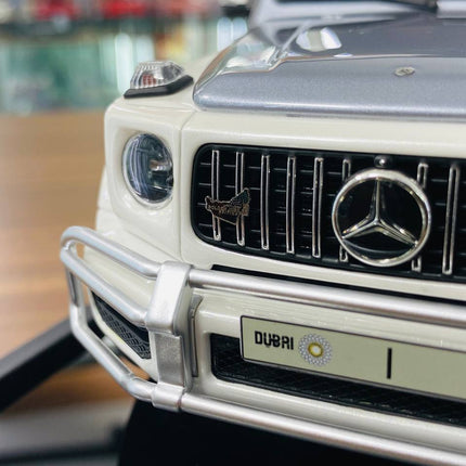 Motor Helix Mercedes Benz G63 AMG UAE Golden Jubilee Edition 1:18 Resin Model Car Silver White - scale model collectible piec