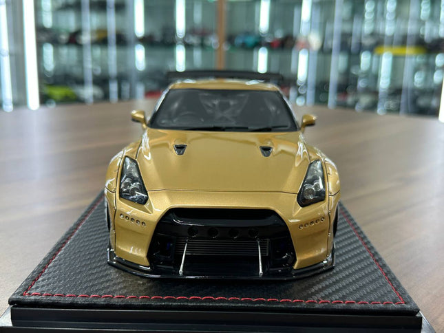 Ignition Model 1:18 Resin Nissan GT-R R35 Pandem Gold - studio product photo of the scale model