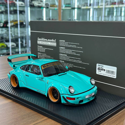 Ignition Model 1:18 Resin Porsche 964 RWB Light Blue - scale model collectible piece