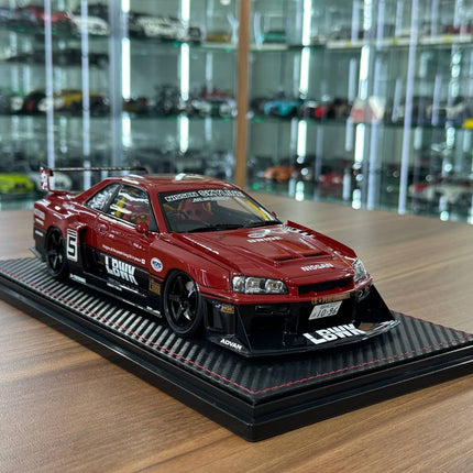 Ignition Model 1:18 Nissan Skyline R34 Super LB-Silhouette #5 Red/Black Resin - detailed collector display model