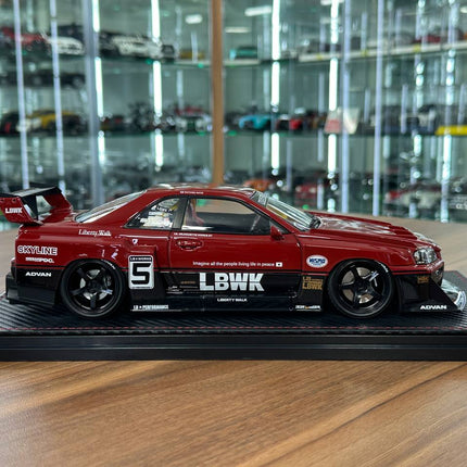 Ignition Model 1:18 Nissan Skyline R34 Super LB-Silhouette #5 Red/Black Resin - fine detailed model replica