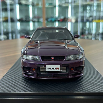 Ignition Model 1:18 Resin Nissan Skyline GT-R R33 Nismo 400R Midnight Purple - studio product photo of the scale model