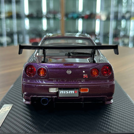 Ignition Model 1:18 Nissan Skyline GT-R R34 R-Tune Nismo Midnight Purple Resin Model Car - premium collector scale model