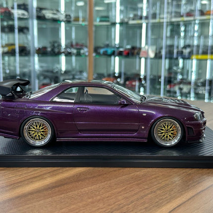 Ignition Model 1:18 Nissan Skyline GT-R R34 R-Tune Nismo Midnight Purple Resin Model Car - collectible scale model car