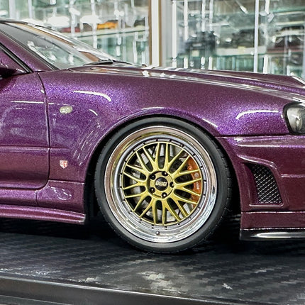 Ignition Model 1:18 Nissan Skyline GT-R R34 R-Tune Nismo Midnight Purple Resin Model Car - collector edition scale model
