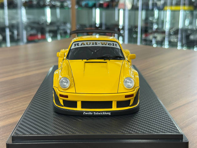 Ignition Model Porsche 930 RWB 1:18 Resin Diecast Model Yellow - studio product photo of the scale model