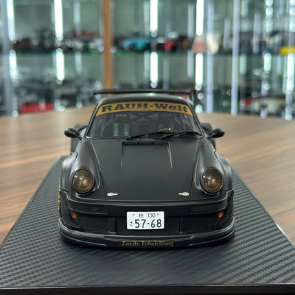 Ignition Model Porsche 964 RWB Stella Artois 1:18 Resin Diecast Model Car Matte Black - studio product photo of the scale mod
