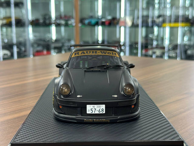 Ignition Model Porsche 964 RWB Stella Artois 1:18 Resin Diecast Model Car Matte Black - studio product photo of the scale mod