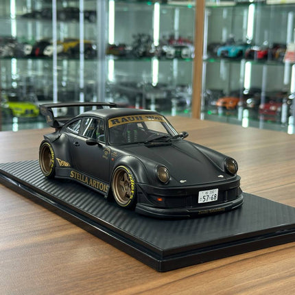 Ignition Model Porsche 964 RWB Stella Artois 1:18 Resin Diecast Model Car Matte Black - detailed collector display model