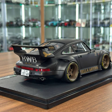 Ignition Model Porsche 964 RWB Stella Artois 1:18 Resin Diecast Model Car Matte Black - fine detailed model replica