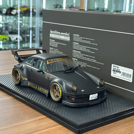 Ignition Model Porsche 964 RWB Stella Artois 1:18 Resin Diecast Model Car Matte Black - detailed model car replica