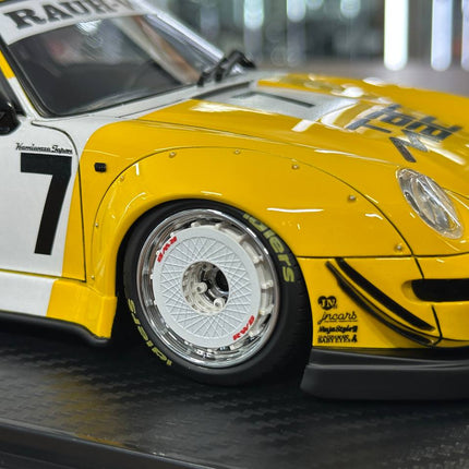 Ignition Model Porsche 993 RWB Tarmac 1048 Style #7 1:18 Resin Yellow/Black - detailed model car replica