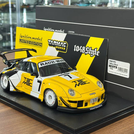 Ignition Model Porsche 993 RWB Tarmac 1048 Style #7 1:18 Resin Yellow/Black - scale model for display