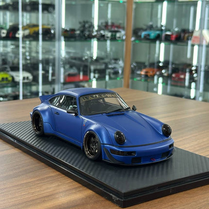 Ignition Model 1:18 Porsche 964 RWB Diecast Resin Model Matte Blue Limited Edition - detailed collector display model