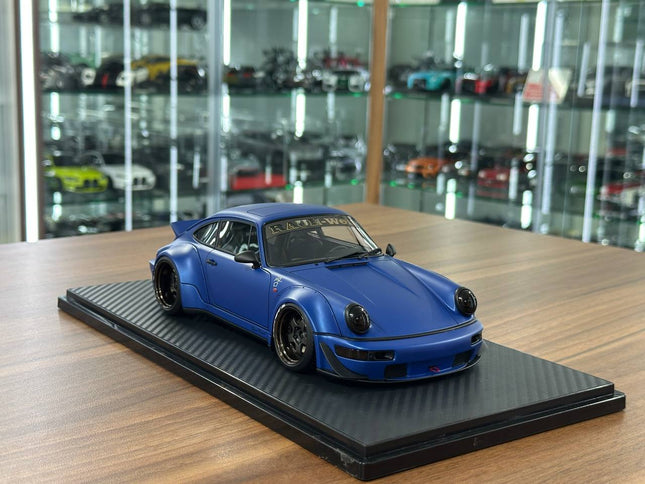 Ignition Model 1:18 Porsche 964 RWB Diecast Resin Model Matte Blue Limited Edition - detailed collector display model