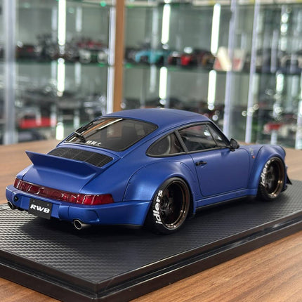 Ignition Model 1:18 Porsche 964 RWB Diecast Resin Model Matte Blue Limited Edition - premium collector scale model