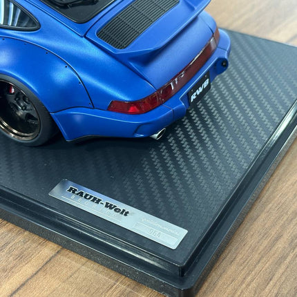Ignition Model 1:18 Porsche 964 RWB Diecast Resin Model Matte Blue Limited Edition - scale model for display