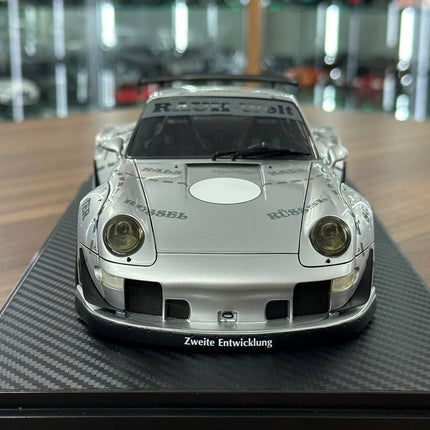 Ignition Model Porsche 993 RWB 1:18 Resin Silver - studio product photo of the scale model