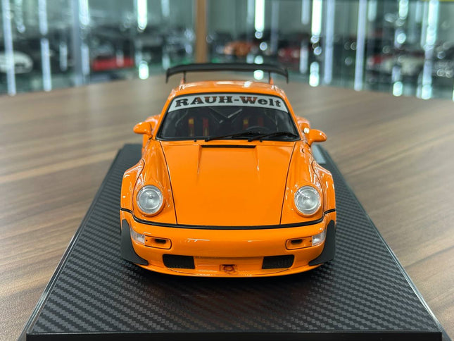 Ignition Model Porsche 964 RWB 1:18 Resin Diecast Model Car Orange - studio product photo of the scale model