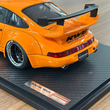 Ignition Model Porsche 964 RWB 1:18 Resin Diecast Model Car Orange - showroom-quality model replica
