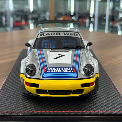 Ignition Model Porsche 964 RWB #7 Martini 1:18 Resin Silver/Yellow - studio product photo of the scale model