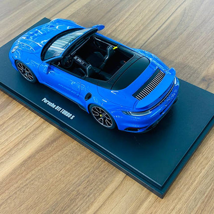 GT Spirit Porsche 911 Turbo S 992 Convertible 2019 1:18 Resin Limited Edition Blue - detailed die-cast style model