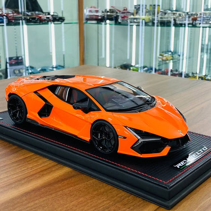 MR Collection Lamborghini Revuelto 1/18 Arancio Apodis Orange Resin Model - detailed collector display model