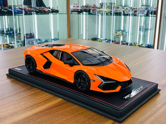 MR Collection Lamborghini Revuelto 1/18 Arancio Apodis Orange Resin Model - detailed collector display model