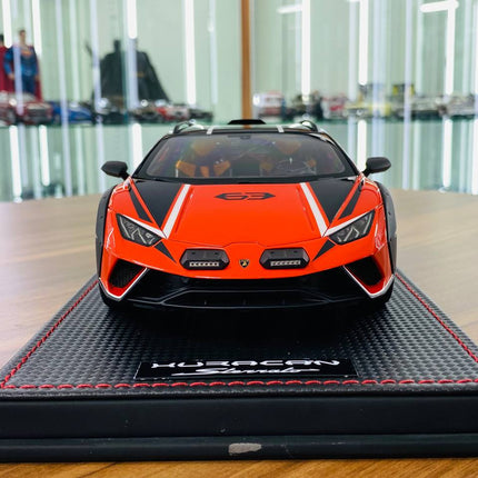 MR Collection Lamborghini Huracan Sterrato 1/18 Resin Model Arancio Xanto - studio product photo of the scale model