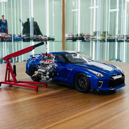 MotorHelix 1/18 Nissan GT-R R35 50th Anniversary Wangan Blue Diecast Model - detailed collector display model