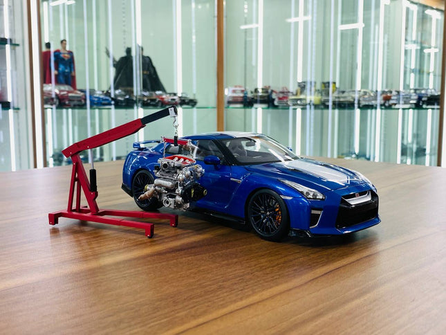 MotorHelix 1/18 Nissan GT-R R35 50th Anniversary Wangan Blue Diecast Model - detailed collector display model
